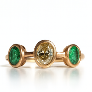 Three-Stone Emerald & Diamond Ring
